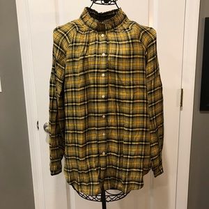 Ann Taylor LOFT Yellow Plaid Blouse
